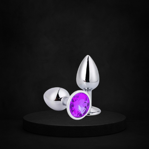 Plug Anal Metal p com pedra Roxa