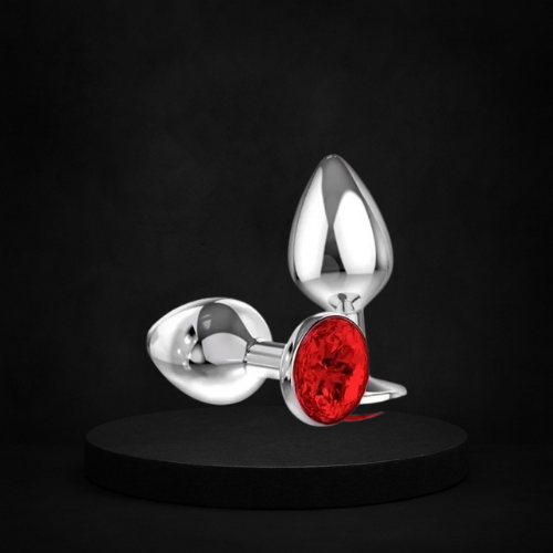 Plug Anal Metal p com pedra Vermelha